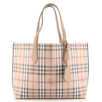 Burberry Reversible Tote Haymarket Coated Canvas and Leather Medium