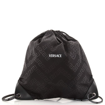 Versace Drawstring Backpack Printed Nylon Medium