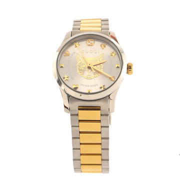 Gucci G Timeless Feline Charm Quartz Watch Stainless Steel and Plated Metal 27
