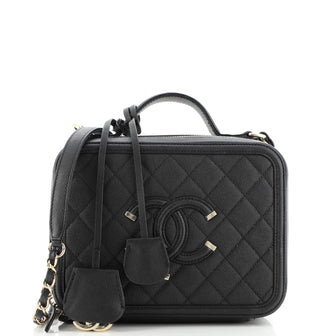 Chanel Filigree Vanity Case Quilted Caviar Medium