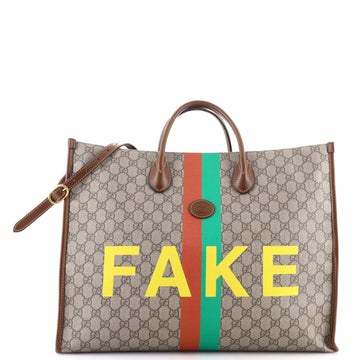 Gucci Fake/Not Convertible Open Tote Printed GG Coated Canvas Large