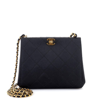 Chanel Vintage CC Chain Frame Bag Quilted Satin Small