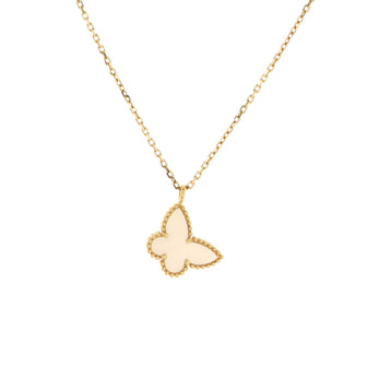 Van Cleef & Arpels Sweet Alhambra Butterfly Pendant Necklace 18K Yellow Gold and Mother of Pearl