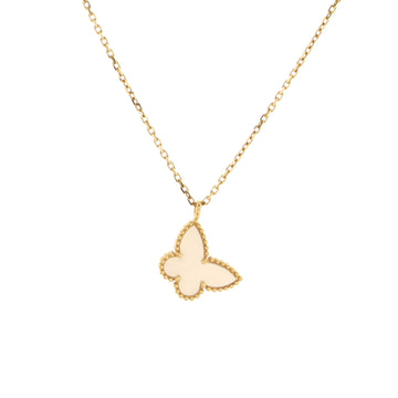 Van Cleef & Arpels Sweet Alhambra Butterfly Pendant Necklace 18K Yellow Gold and Mother of Pearl
