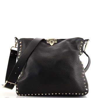 Valentino Rockstud Flip Lock Messenger Bag Leather Medium