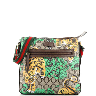 Gucci Front Zip Messenger Bengal Print GG Coated Canvas Medium