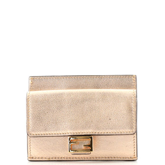 Fendi Flap Card Holder Embossed Zucca Leather