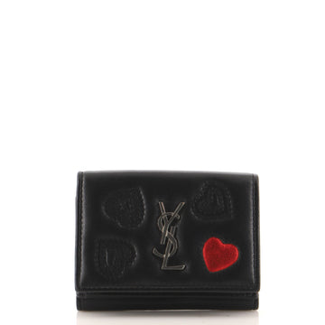 Saint Laurent Trifold Wallet Embroidered Leather Compact
