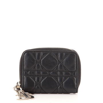 Christian Dior Lady Dior Zip Coin Purse Cannage Leather