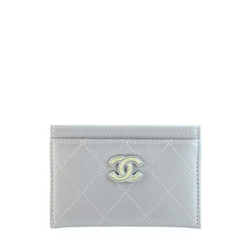 Chanel Stitched CC Card Holder Quilted Leather