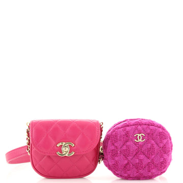 Chanel CC Waist Bag with Coin Purse Quilted Lambskin and Tweed