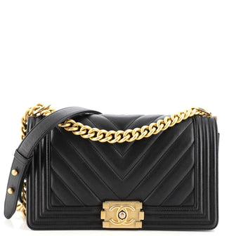 Chanel Boy Flap Bag Chevron Calfskin Old Medium