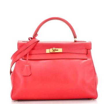 Hermes Kelly Handbag Red Gulliver with Gold Hardware 32