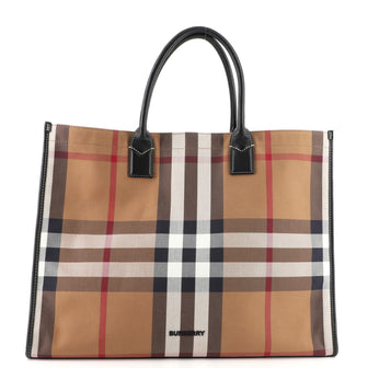 Burberry Denny Tote House Check Canvas Large
