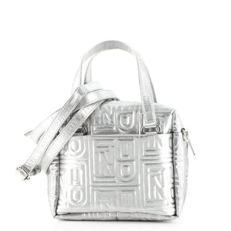 Fendi Convertible Boston Bag Logo Embossed Fabric Mini