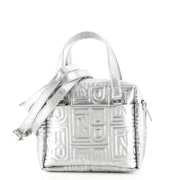 Fendi Convertible Boston Bag Logo Embossed Fabric Mini