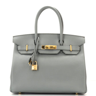 Hermes Birkin Handbag Green Epsom with Gold Hardware 30