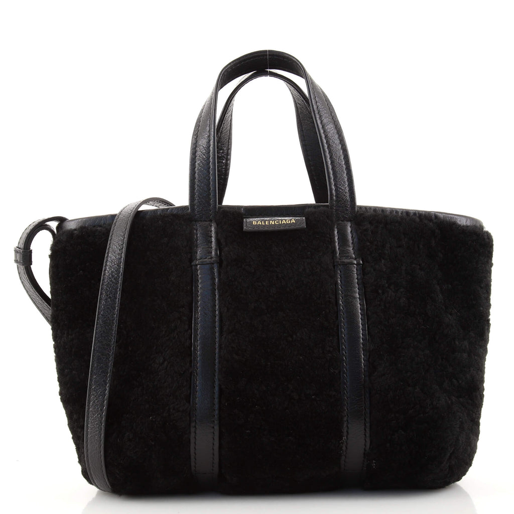 Balenciaga Barbes East-West Shopper Tote Shearling Small