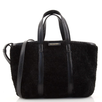 Balenciaga Barbes East-West Shopper Tote Shearling Small