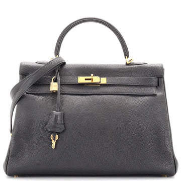 Hermes Kelly Handbag Black Togo with Gold Hardware 35