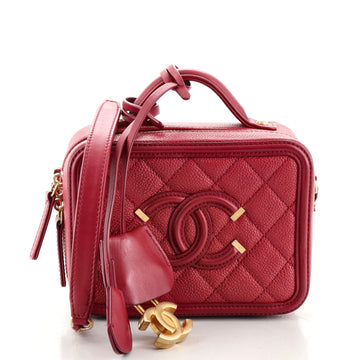 Chanel Filigree Vanity Case Quilted Caviar Small