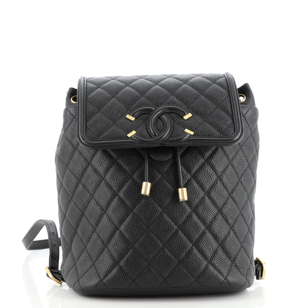 Chanel Quilted CC Filigree Backpack Caviar Iridescent Dark