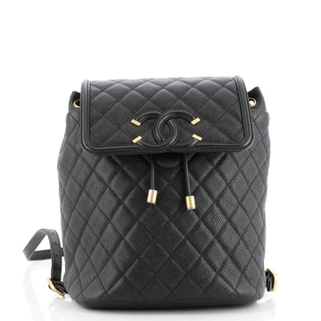 Chanel Filigree Backpack Quilted Caviar Large