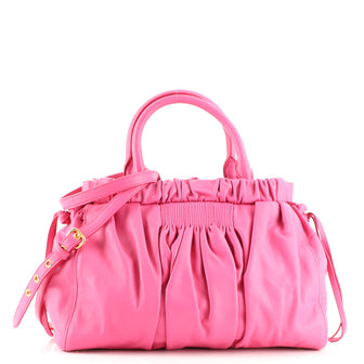 Miu Miu Drawstring Satchel Leather Medium