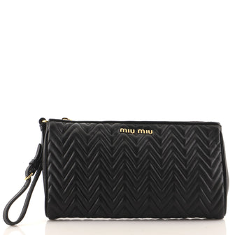 Miu Miu Zip Wristlet Pouch Matelasse Leather