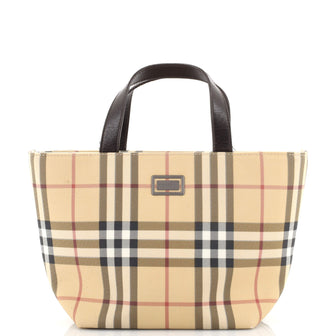 Burberry Vintage Zip Tote House Check Coated Canvas Mini