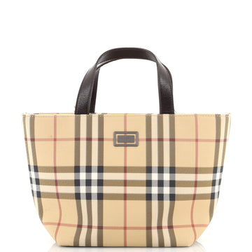 Burberry Vintage Zip Tote House Check Coated Canvas Mini