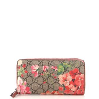 Gucci Zip Around Wallet Blooms Print GG Coated Canvas