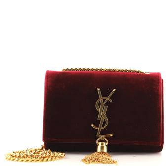 Saint Laurent Classic Monogram Tassel Crossbody Bag Velvet Small