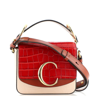 Chloe C Flap Bag Crocodile and Lizard Embossed Leather Mini