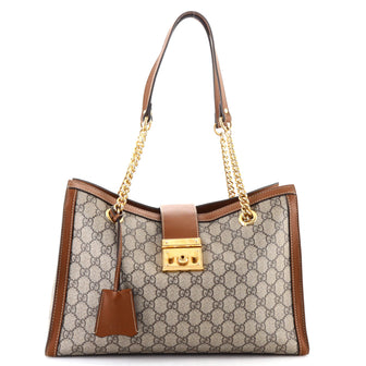 Gucci Padlock Chain Tote GG Coated Canvas Medium