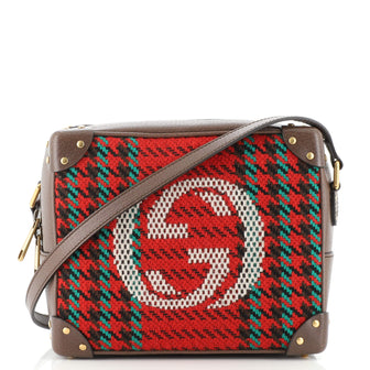 Gucci Trunk Shoulder Bag Houndstooth Canvas