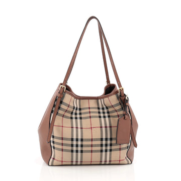 Burberry Canterbury Tote Horseferry Check Canvas and Leather Small Brown