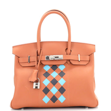 Hermes Birkin Handbag Tressage Brown Swift and Palladium Hardware 30