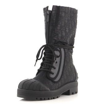 Christian Dior Women's DiorIron Ankle Boots Oblique Shiny Technical Fabric