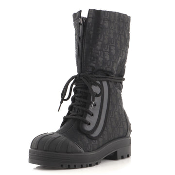 Christian Dior Women's DiorIron Ankle Boots Oblique Shiny Technical Fabric