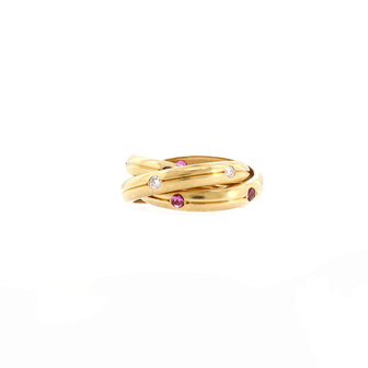 Cartier Constellation Trinity Ring 18K Yellow Gold with Diamond, Sapphire and Ruby Medium