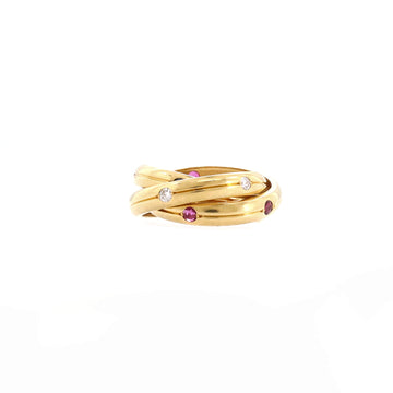 Cartier Constellation Trinity Ring 18K Yellow Gold with Diamond, Sapphire and Ruby Medium