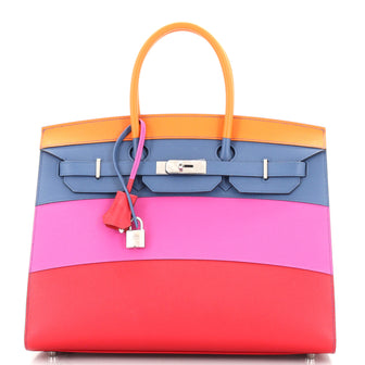 Hermes Sunset Birkin Sellier Bag Multicolor Epsom with Palladium Hardware 35