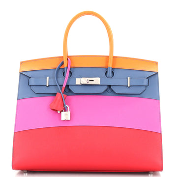 Hermes Sunset Birkin Sellier Bag Multicolor Epsom with Palladium Hardware 35