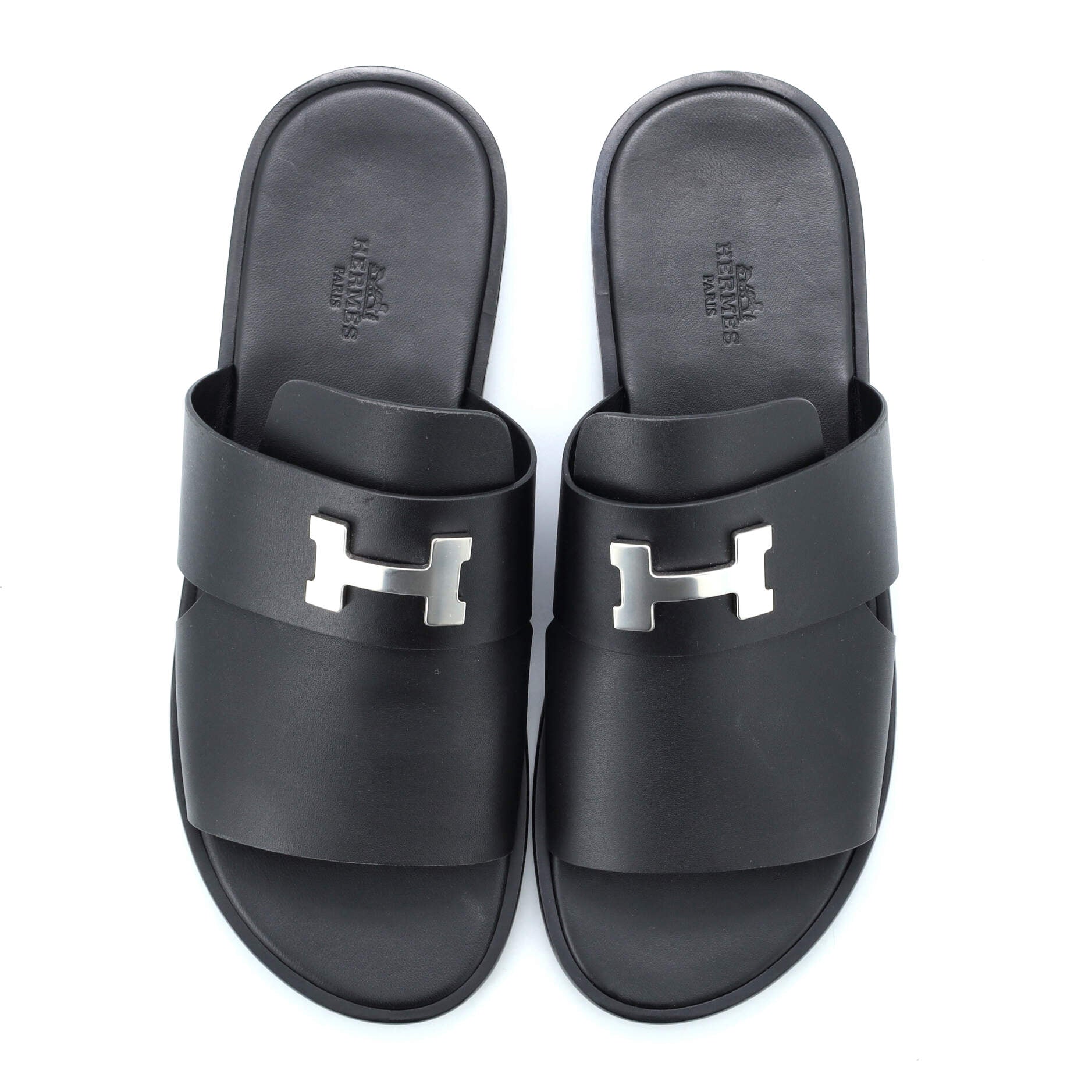 Hermes Men's Arles Mule Sandals Leather Black 15881619