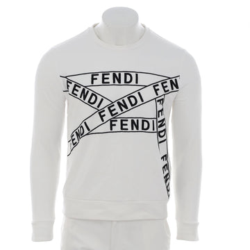 Fendi Men's Logo Tape Crewneck Sweatshirt Cotton Blend