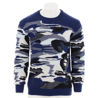 Louis Vuitton Men's Camo Pique Jacquard Crewneck Sweater Cotton