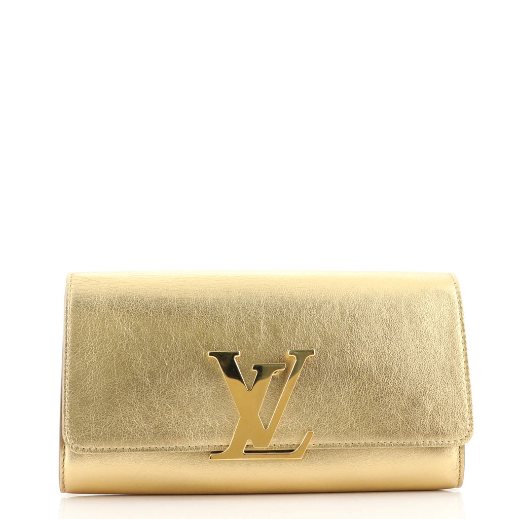 Louis Vuitton Taupe Leather Chain Louise Clutch Bag with Gold, Lot #58141