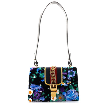Gucci Sylvie Shoulder Bag Printed Velvet Small