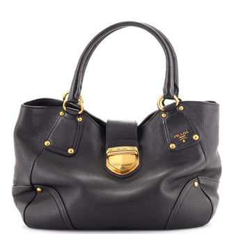 Prada Antic Pushlock Tote Vitello Daino Large